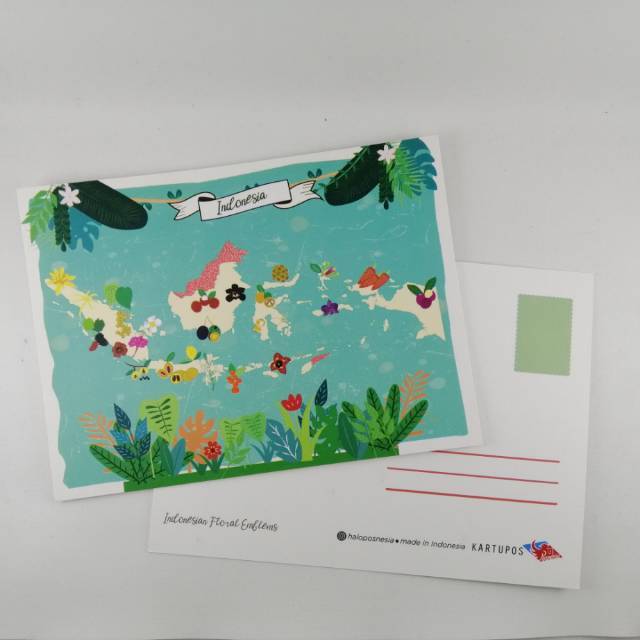 

Kartu Pos /Postcard Map Indonesia - Floral emblems