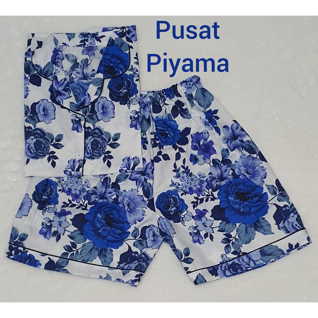 Setelan Piyama Baju Tidur Wanita Motif Bunga Mawar Tangan Pendek CP Pajamas Cewek Dewasa kekinian