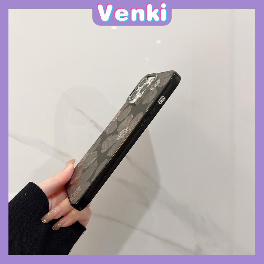 iPhone Case Silicone Soft Case Black Glossy Candy Case Shockproof Protection Camera Painting Flower Compatible For iPhone 11 Pro Max 13 Pro Max 12 Pro Max 7Plus xr XS Max