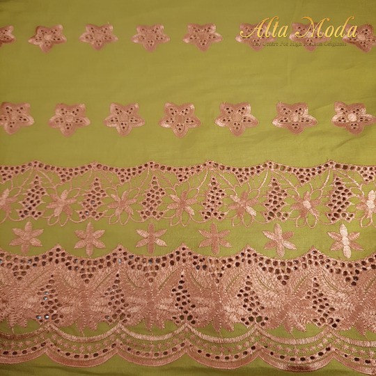 

Alta Moda Katun Bordir Motif Bunga Bintang Hijau (1M)