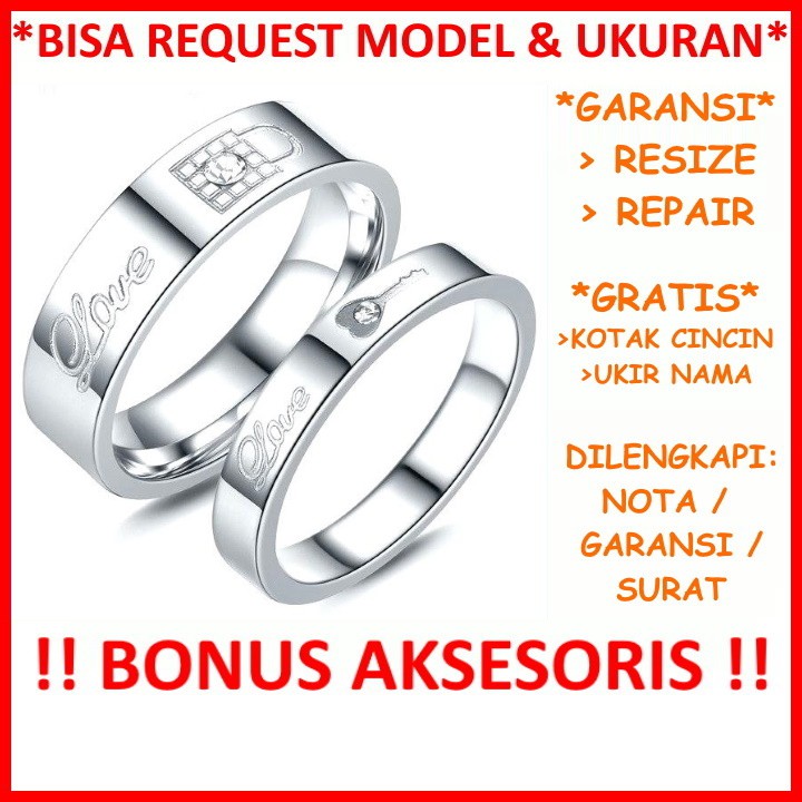 Gratis Ukir Nama Garansi Silver Asli Bisa Pesan Model Cincin Couple Perak Kawin Nikah Tunangan Id19