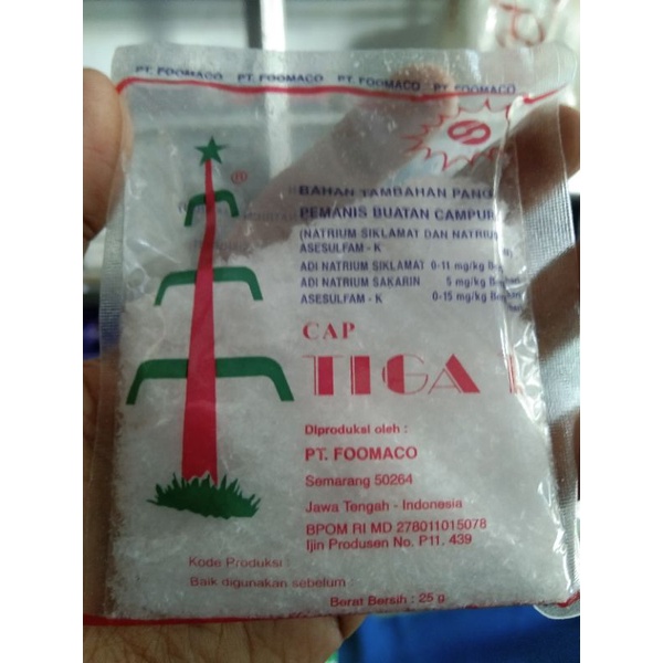 

TERPOPULER !!! Pemanis buatan cap tiga T 25gram / natrium siklamat.