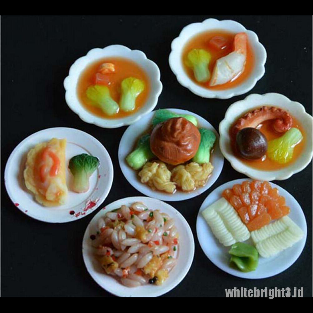 (white3) 33pcs / Set Mainan Miniatur Piring + Gelas + Sendok + Garpu + Piring Bahan Plastik Untuk Dekorasi Rumah Boneka