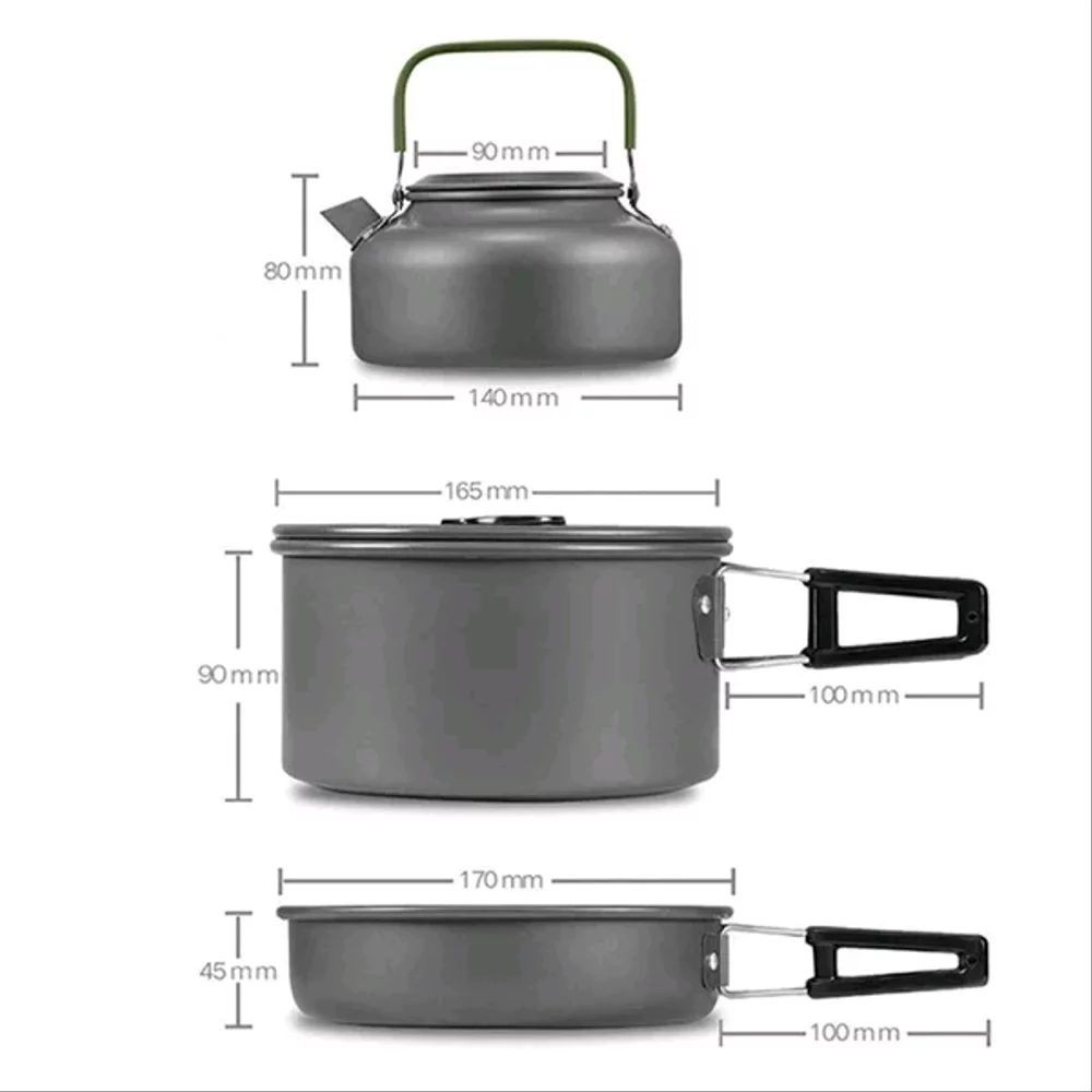 【Bisa COD】 Nesting Cooking Set 3 Susun 4 Orang + Teko | Alat Masak Portable SY DS 308 301 300