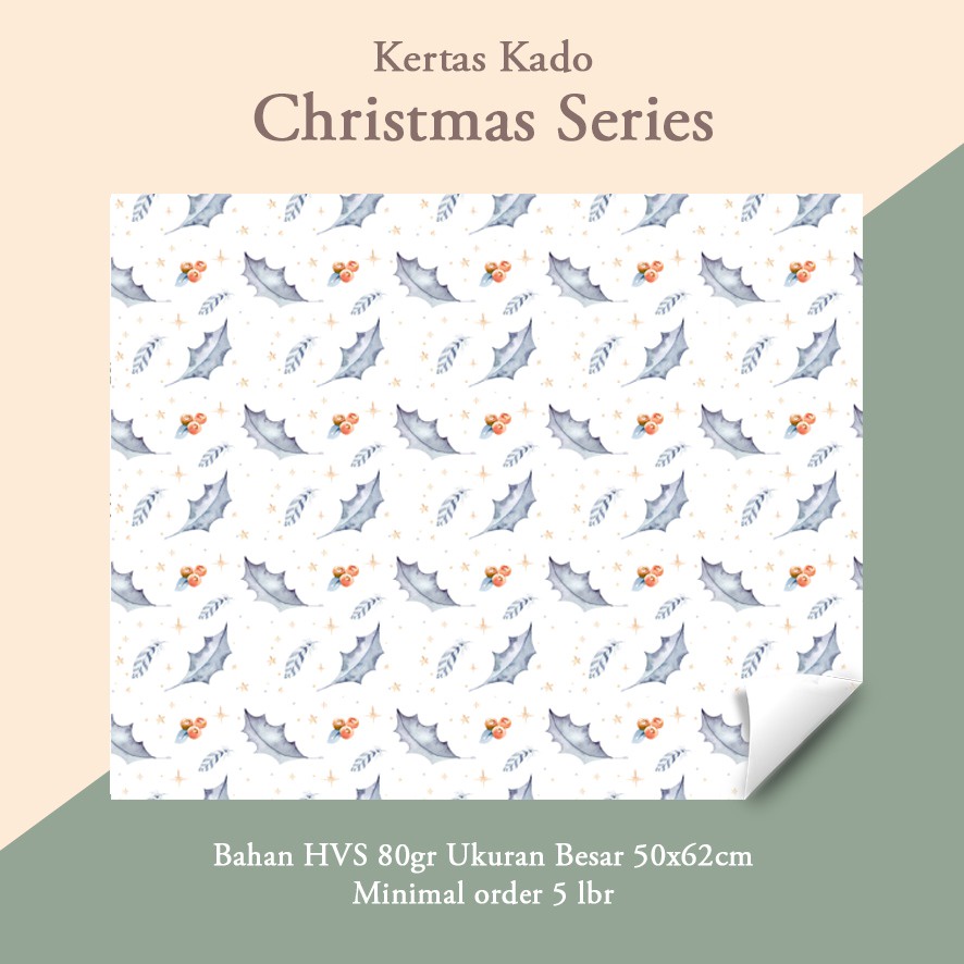 

MIN ORDER 5LBR - KERTAS KADO TEMA NATAL / WRAPPING PAPER WINTER LEAVES THEME