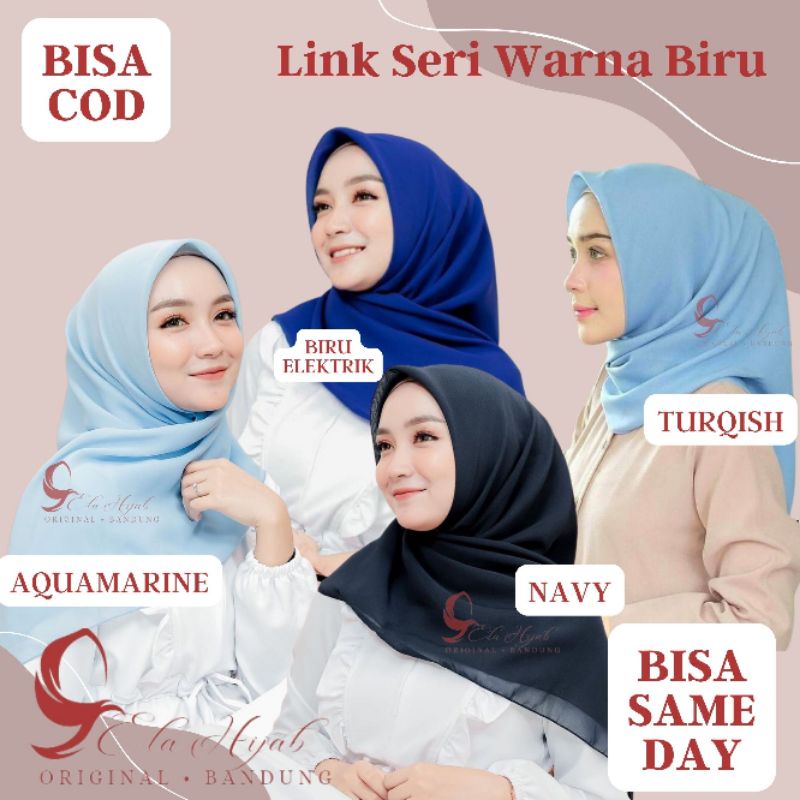 Bella Square TERBATAS BIRU BCA BIREL TURQISH AQUAMARINE NAVY  Hijab Segiempat mudah dibentuk