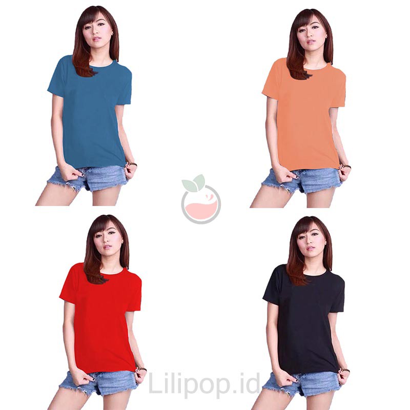 Kaos Polos Wanita Pendek Tshirt Distro O Neck Oversize Paket Hemat Lilipop