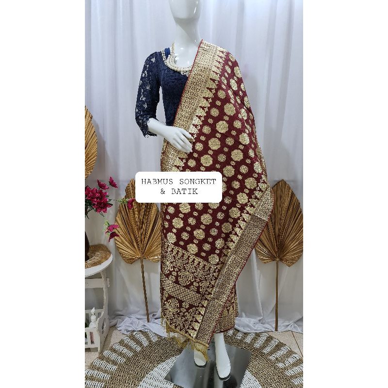 SONGKET TENUN MESIN MOTIF CANTIK MANIS REBUNG KRISTAL ATBM