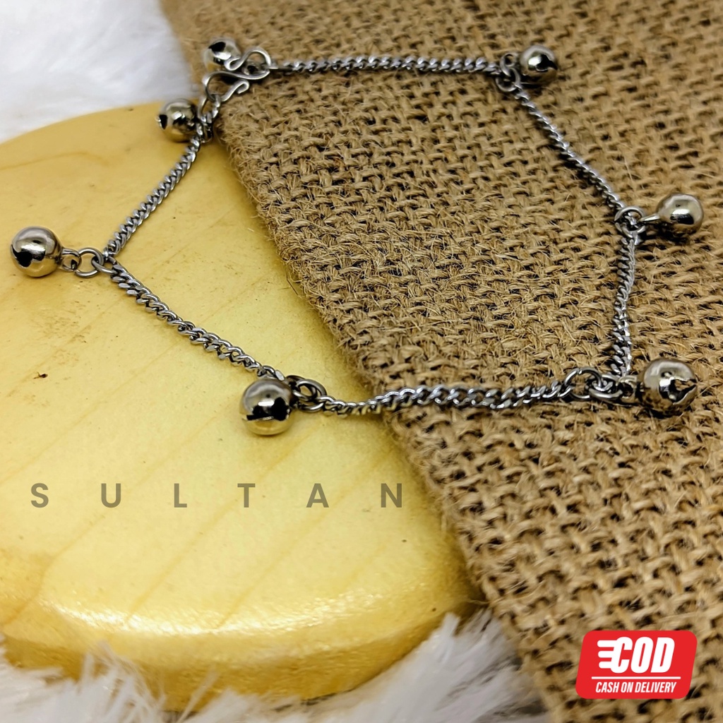 GELANG KAKI GELANG TANGAN MONEL STAINLESS ANTI KARAT MOTIF RANTAI HALUS