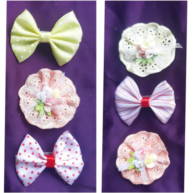 3 buah bros bunga kain imut /bros jilbab/bros mini/bros bunga imut