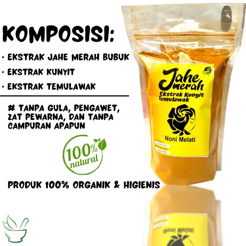 Jahe Merah Temulawak Kunyit Bubuk Murni Asli 100% Original 1kg Tanpa Gula dan Ampas Jamu Bersalin Obat Asam Lambung dan Maag Premium Red Ginger Melati Noni-1
