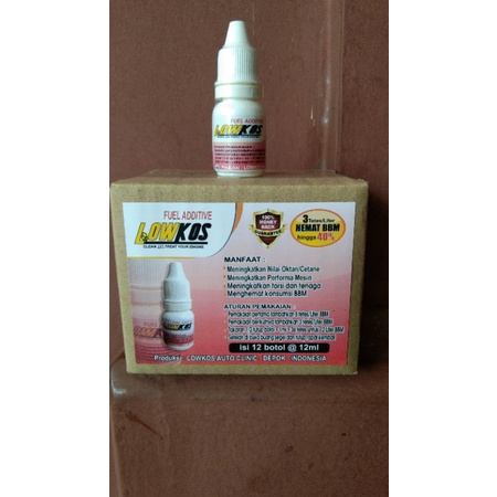 1 DUS LOWKOS FUEL ADDITIVE 12 ML isi 12 botol Penghemat BBM terbaik terbukti ampuh dan aman