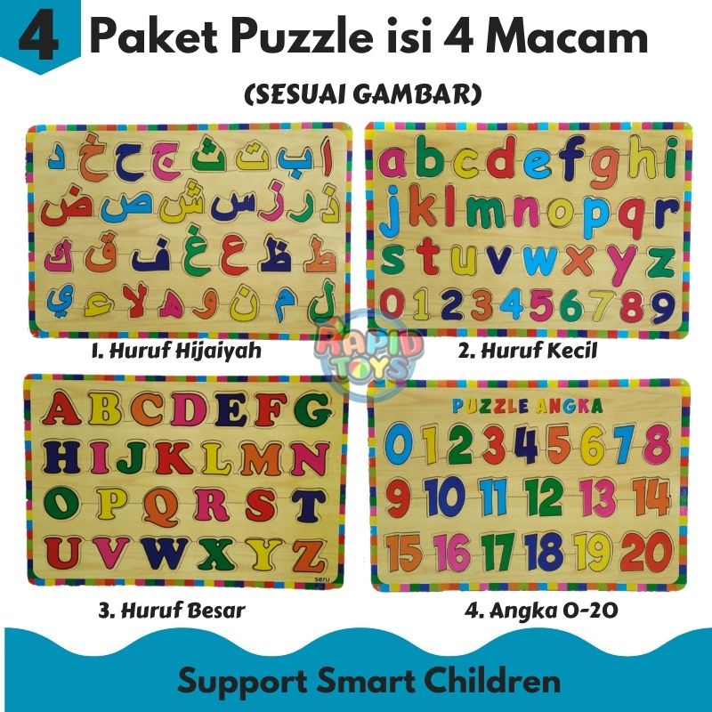 Puzzle Kayu Paket Isi 3 Dan 4 Rapid Toys Murah Bisa COD