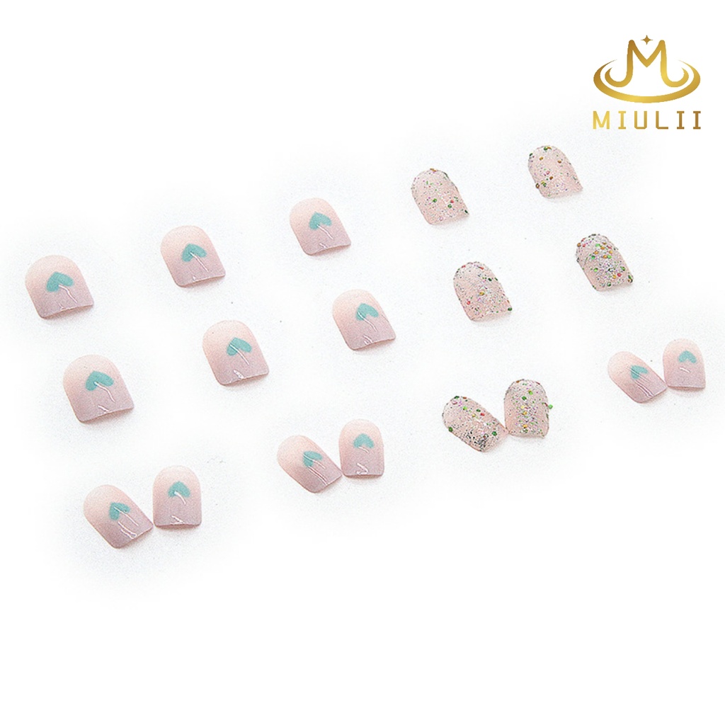 MIULII / KUKU PALSU  A0461  / 24PCS / 3D / NAIL ART / PREMIUM / CUTE / BIRU / FREE LEM JELLY / KUTEK