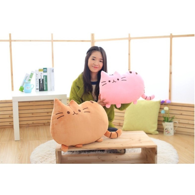 Boneka Bantal Kucing Pusheen Coklat Abu Orange Doll Cat Cute Lucu Imut Bahan Premium