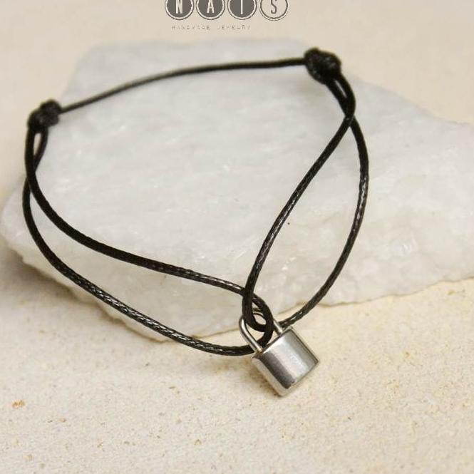 Nats Living Gelang Tali BTS Gembok 3 Dimensi, Gelang V BTS, Gelang Tae Hyung BTS, Anti Karat - LBA.2