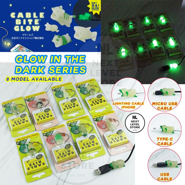 GLOW IN THE DARK Cable Bite Cute Protector Pelindung Kabel