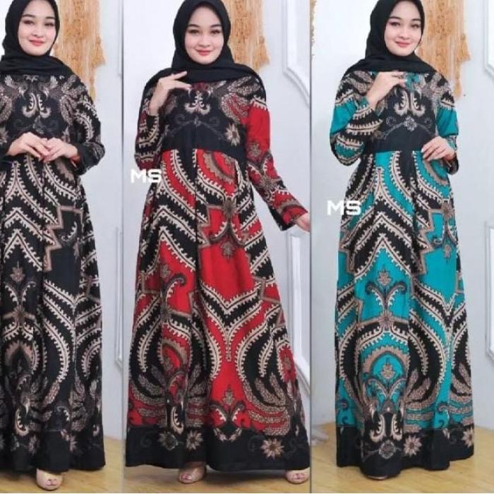 ∫ MS GAMIS BATIK MODERN SRIWEDARI MAXI BUMIL/BUSUI KATUN SOGAN ALL SIZE JUMBO  ..,