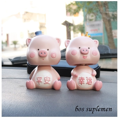 Pajangan Dashboard Mobil Babi Piggy Cubby Fat Plastik Karet Goyang Kepala Shacking Head