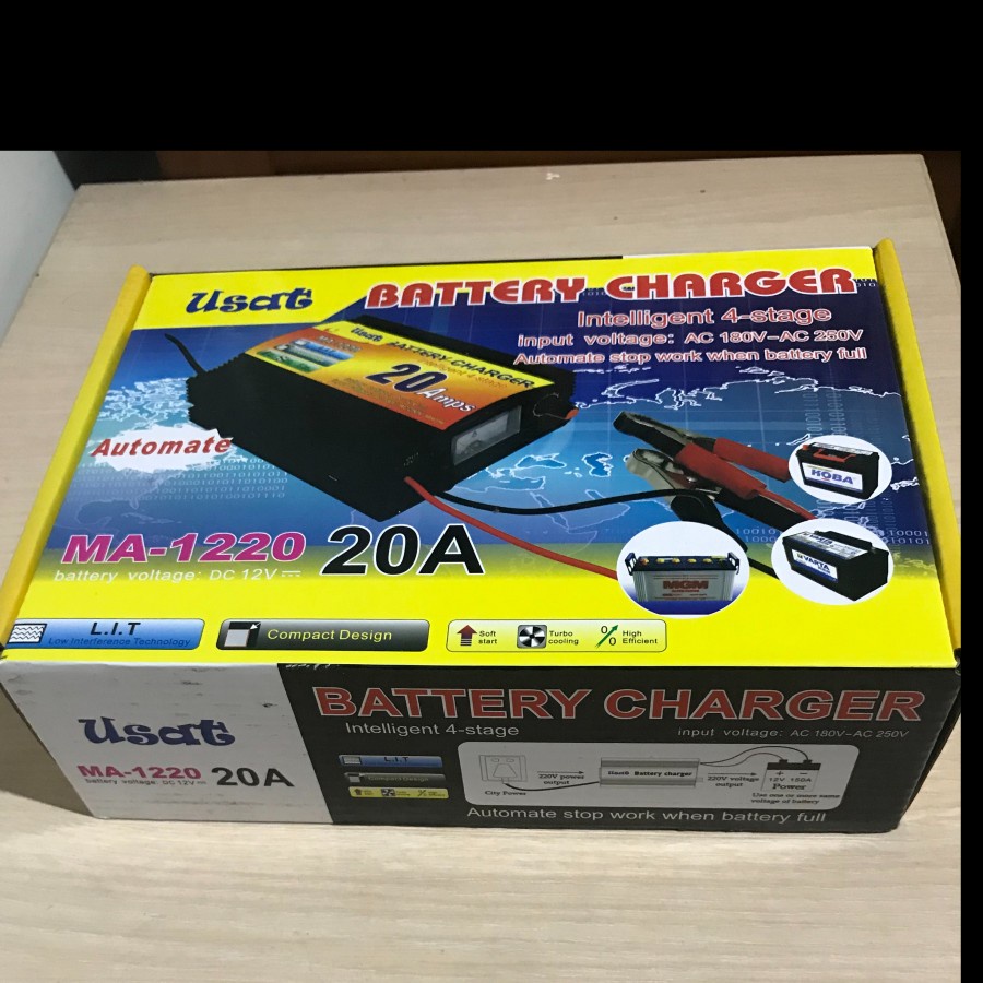 CHARGER AKI DC 12V 12 VOLT AC 180-250V 20A 20 AMPERE USAT MA-1220 MOBIL MOTOR MAINAN PORTABLE