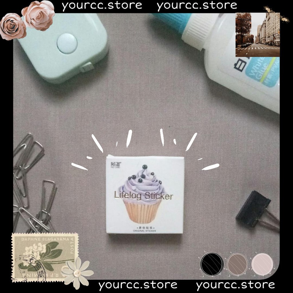

45 Pcs Stiker Kue / Cupcake Aesthetic untuk Scrapbook / Jurnal / Diary