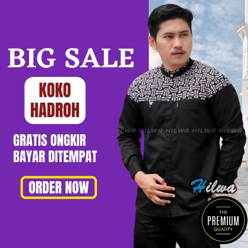 Promo Baju Koko Pria Lengan Panjang Original Motif Falcon Ekslusif Kemeja Koko Laki Laki Dewasa Mode