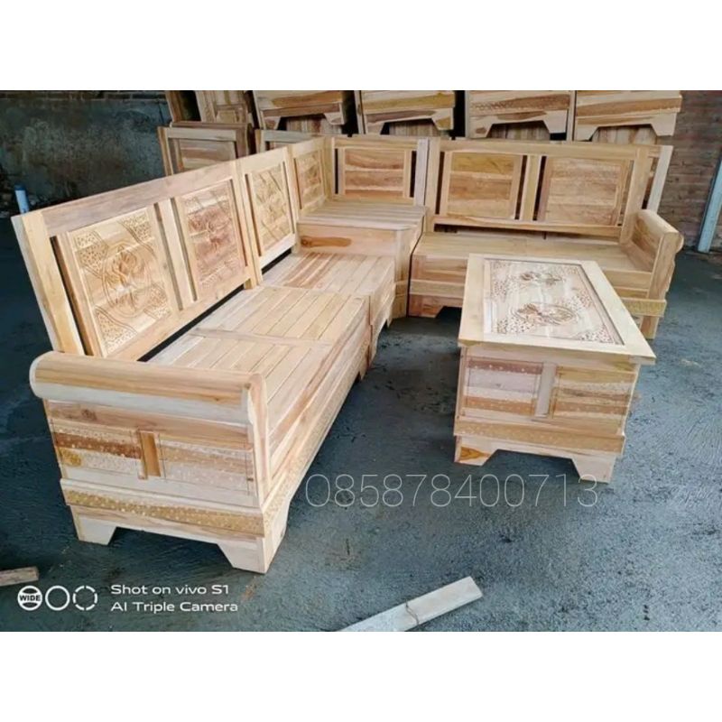 kursi tamu minimalis kayu Jati kursi sudut Gelung minimalis kursi Kayu Jati mentahan