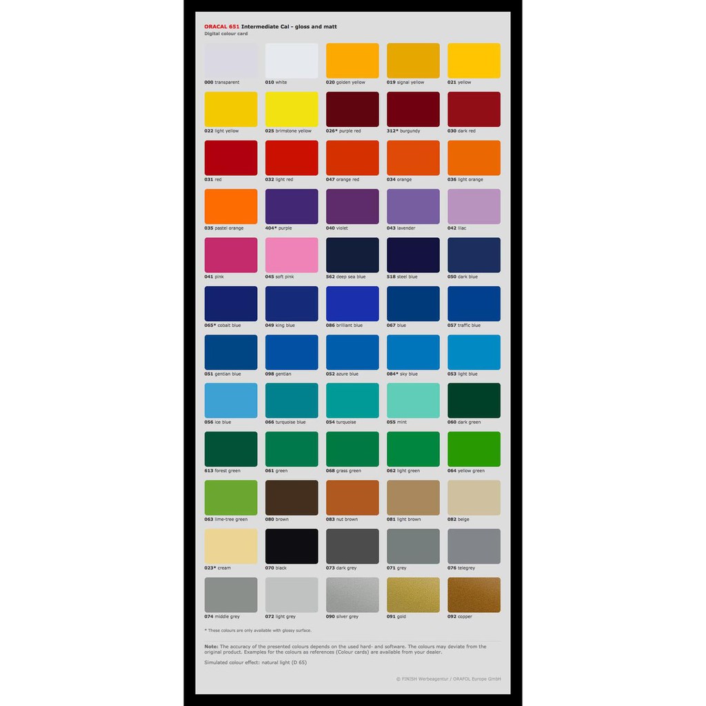

Oracal 651 Glossy & Matt ( Standard Colour ) Terlaris
