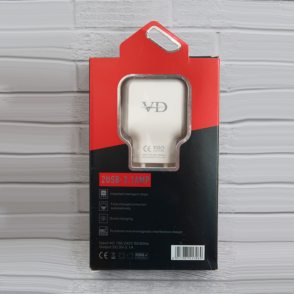 BOS - CHARGER VODA RT-706 2PORT USB 3.1A + KABEL 2.1A MICRO USB/V8/TYPE-C/LIGHTNING | TC CAS CASAN VD RT706