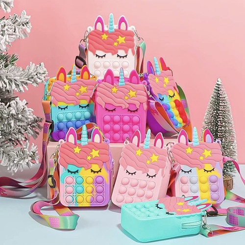 Tas Pop It anak Kitty Unicorn karakter mini jelly bag tas anak cewe motdel kekinian - Lollipop Yello