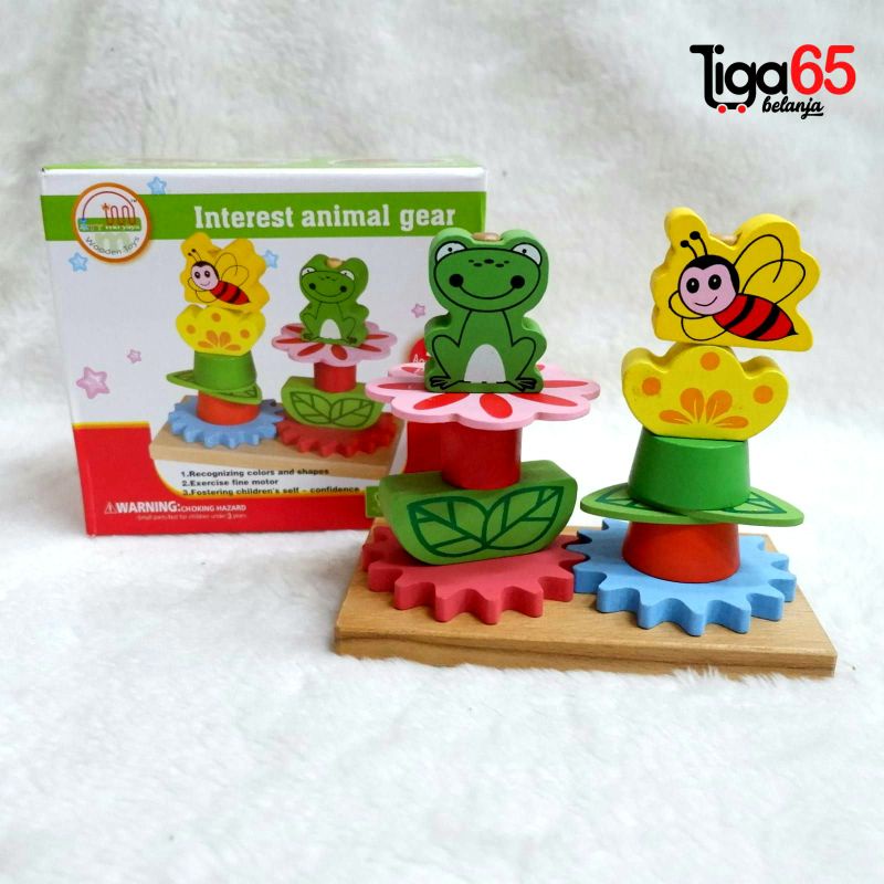 365 Mainan Edukasi / Mainan Kayu / Interest Animal Gear / Puzzle Kayu PZ313