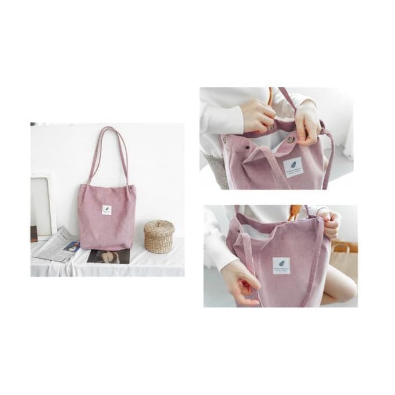 [COD] Tas Totebag Curduroy Cute Import Tas Kuliah Tas Kanvas Lucu Cute Import Ala Korea