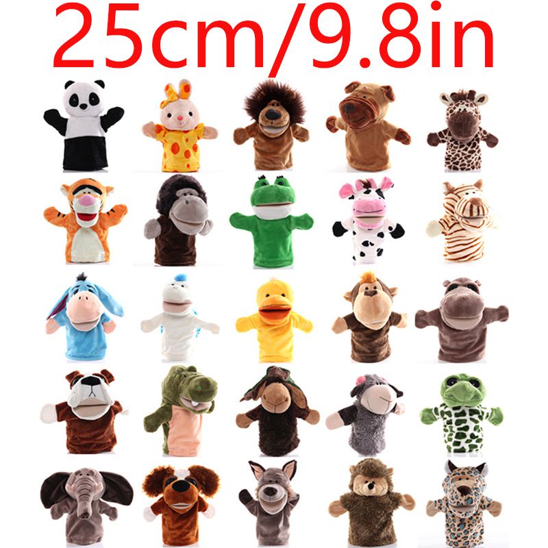 25cm Mainan Animal Hand Puppet Cartoon Plush Toys Educational Pretend Telling Story Doll Kid Boneka