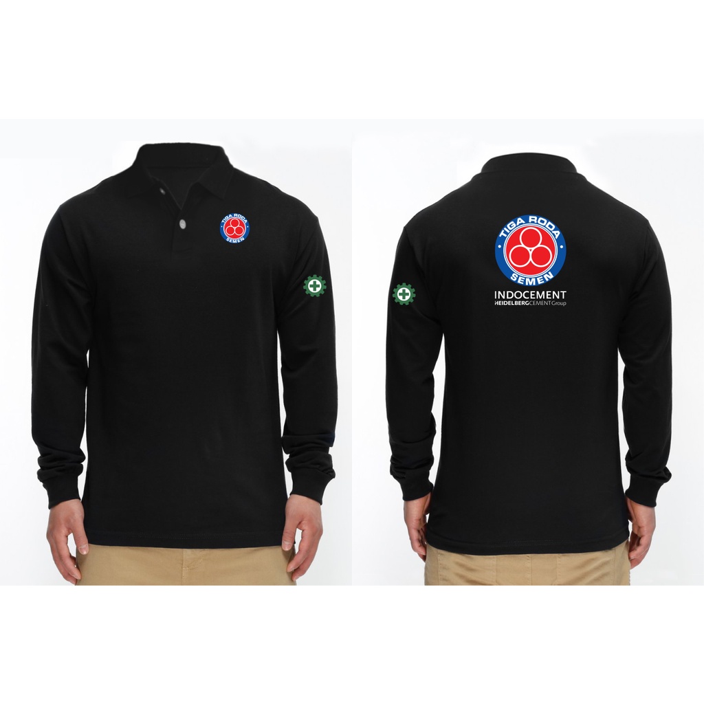 T-SHIRT KAOS LENGAN PANJANG BERKERAH SEMEN TIGA RODA