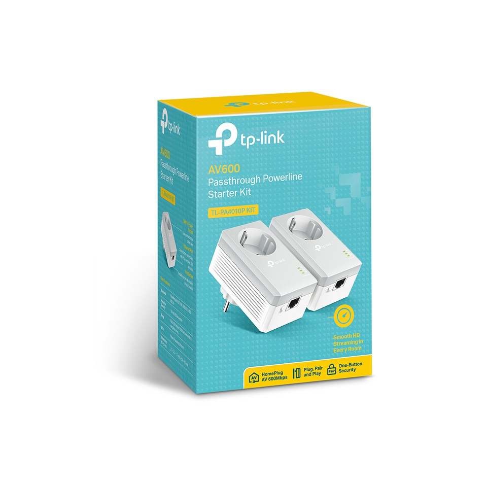 TP-Link Powerline Adapter TL-PA4010P KIT AV600 Passthrough Powerline