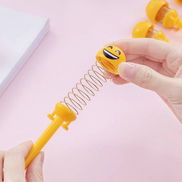 Pena Emoticon Per Karakter Unik Lucu Emoji Karakter Smile Spring Doll Pen Import Pulpen Motif-1