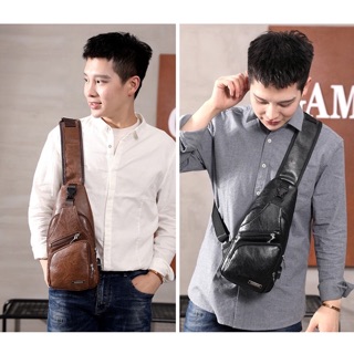 TAS KULIT SELEMPANG PRIA / COWOK Tahan Air Free Kabel USB #6