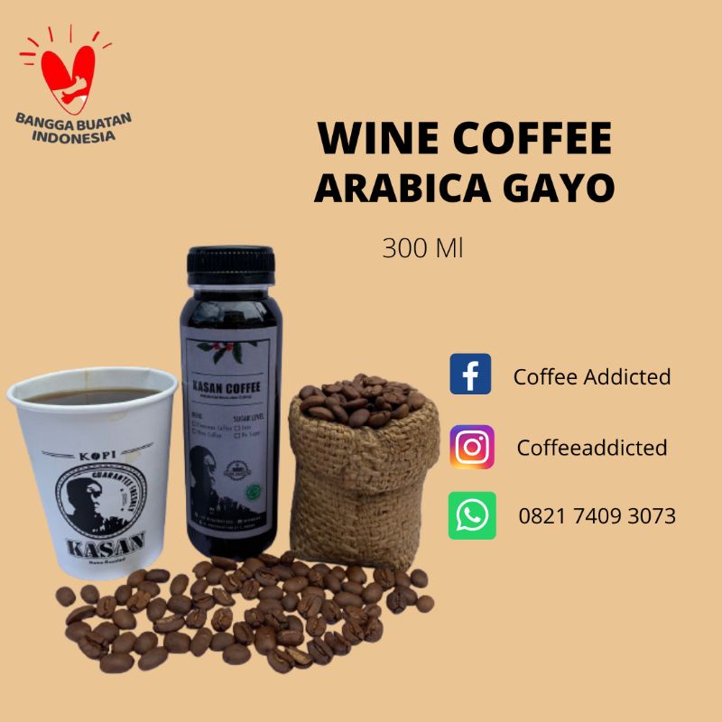 

Wine Coffee Arabica Gayo siap minum 300ml