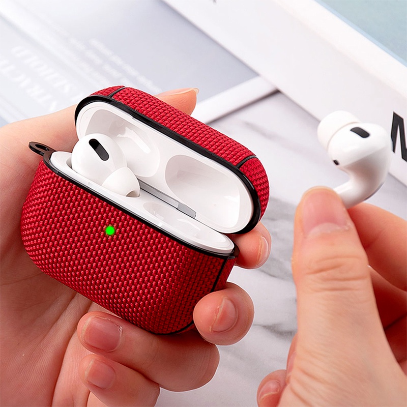 Case Pelindung Headphone Wireless Charging Bahan Nilon Kanvas Tahan Air Untuk AirPods 3 Pro 2 1