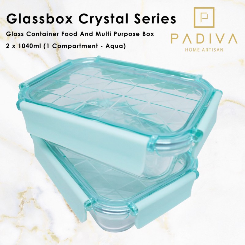 PADIVA 1040ML AQUA (2PCS) CRYSTAL GLASSBOX 1 COMPARTMENT (GBC1040SA)