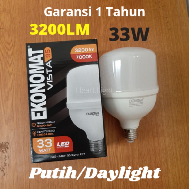LAMPU LED EKONOMAT VISTA 33W PUTIH DAYLIGHT 3200LM E27 TBULB/LED 33WATT PUTIH AWET