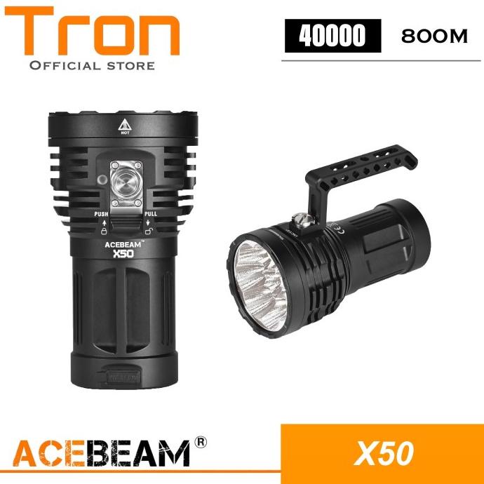 Acebeam X50 Senter LED 40000 Lumens 800 Meter Multipurpose Flashlight Star Seller Temurah