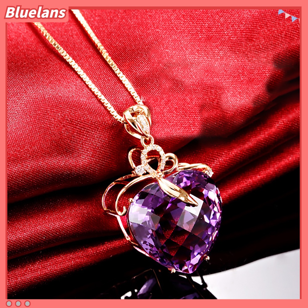 Bluelans Women Luxury Heart Shape Rhinestone Pendant Necklace Jewelry Charm Gift