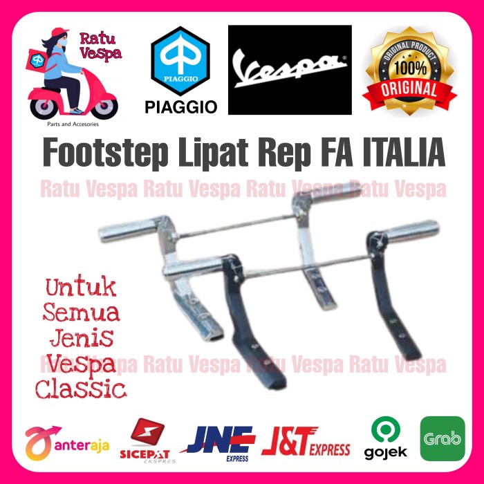 Footstep Lipat Rep FA Italia pijakan tengah Vespa PX,PS,Strada,Excel - Chrome