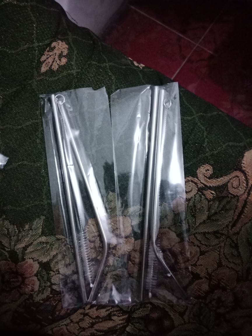 Paket Satu Set Sedotan Stainless Lengkap Isi 3