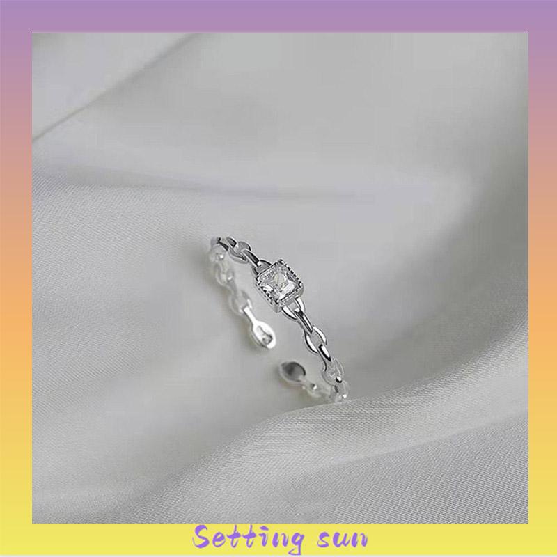 Cincin Berlian Persegi Model Terbuka Untuk Wanita TN