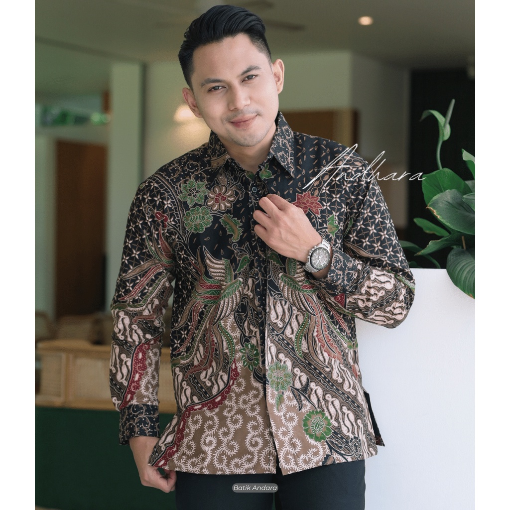 Baju Batik Pria Lengan Panjang Modern Jumbo Slimfit Kasual Premium Cendra1