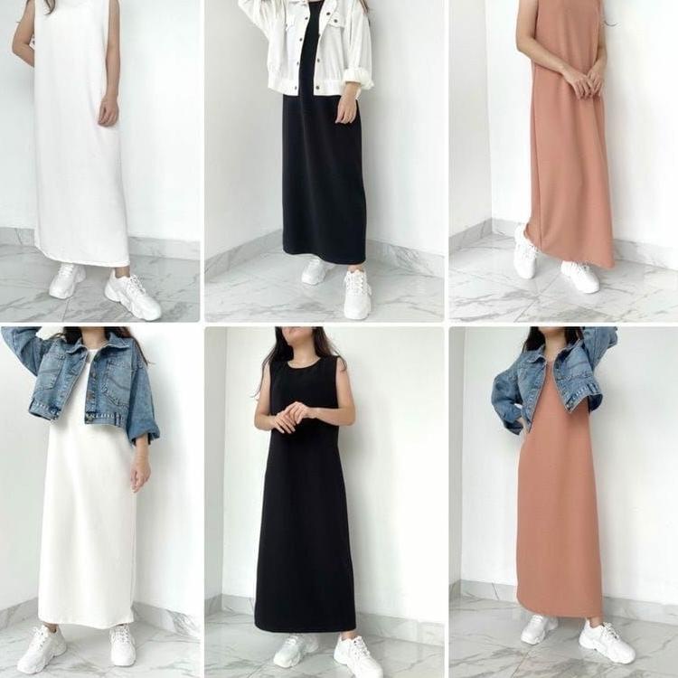 LANGSUNG KIRIM.. INNER SPAN JERSEY/ INNER DRESS RAYON/ INNER LONG DRESS