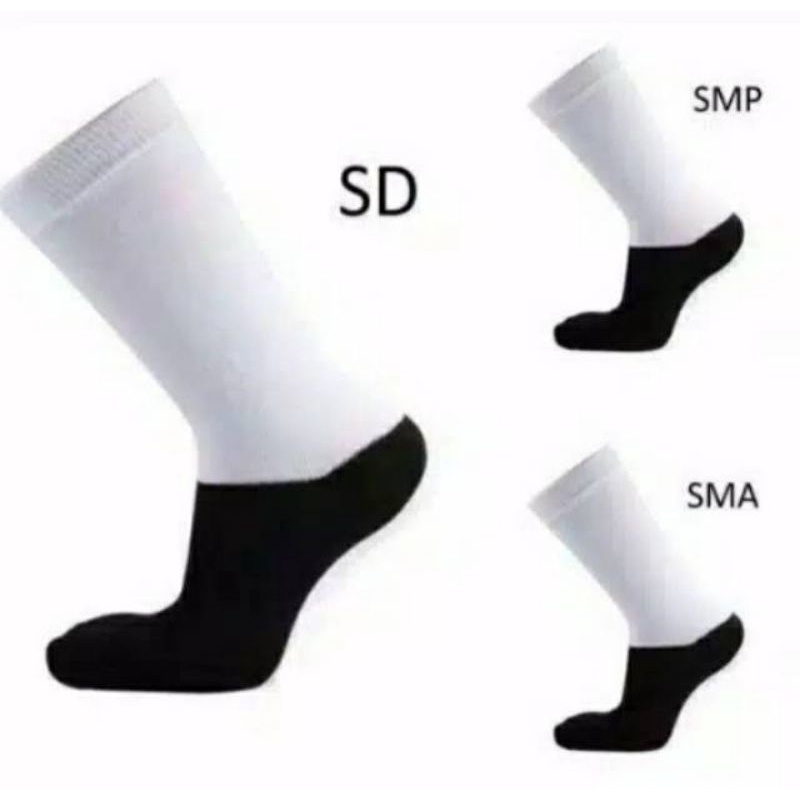 Kaos Kaki Anak Sekolah Hitam Putih SD SMP SMA Spandex || Kaos Kaki Sekolah