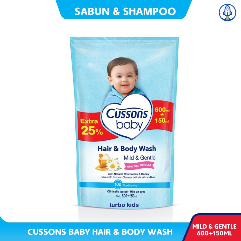 Cussons Baby Hair & Body Wash Mild & Gentle 600ml+150ml